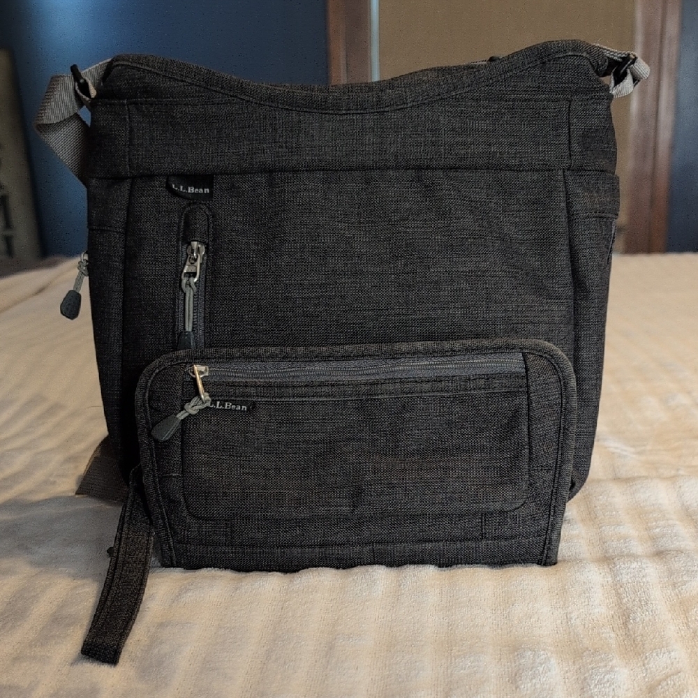 L.L. Bean Black Messenger Bag Durable Everyday Essential